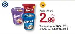 BonpreuEsclat OREO MILKA LOTUS Terrina de gelat oferta