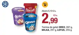 BonpreuEsclat OREO MILKA LOTUS Terrina de gelat oferta