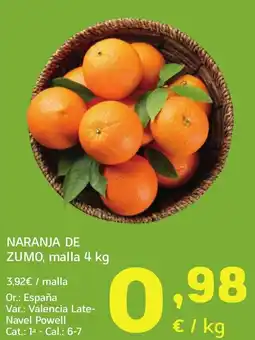 HiperDino Naranja de zumo oferta