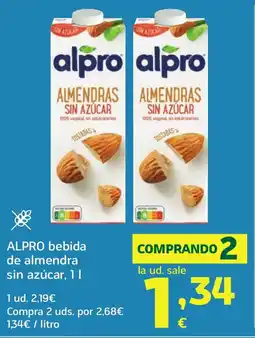 HiperDino ALPRO bebida de almendra sin azúcar oferta