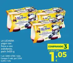 HiperDino LA LECHERA yogur con fresa o con arándanos oferta
