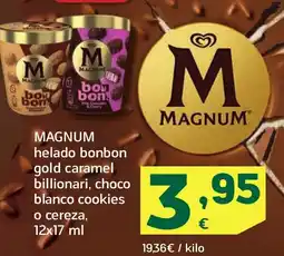 HiperDino MAGNUM helado bonbon gold caramel billionari, choco blanco cookies o cereza oferta