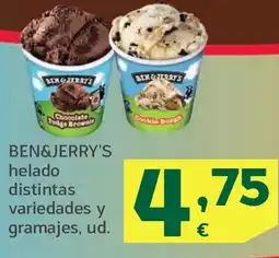HiperDino BEN&JERRY'S helado distintas variedades y gramajes oferta