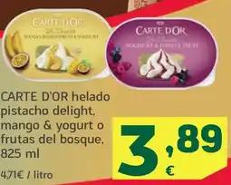 HiperDino CARTE D'OR helado pistacho delight, mango & yogurt o frutas del bosque oferta