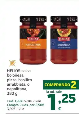 HiperDino HELIOS salsa boloñesa, pizza, basilico arrabbiata, o napolitana oferta