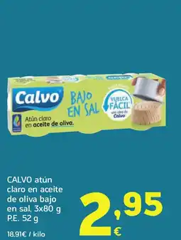 HiperDino CALVO atún claro en aceite de oliva bajo en sal oferta