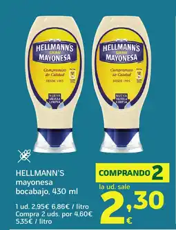 HiperDino HELLMANN'S mayonesa bocabajo oferta