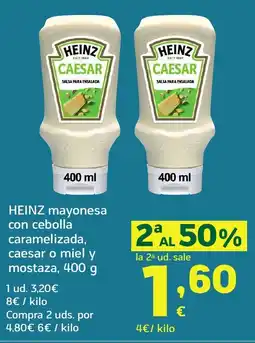 HiperDino HEINZ mayonesa con cebolla caramelizada, caesar o miel y mostaza oferta