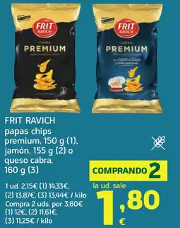HiperDino FRIT RAVICH papas chips premium jamón o queso cabra, oferta