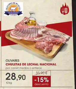 Supermercados Plaza Olivares chuletas de lechal nacional oferta