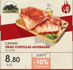 Supermercados Plaza Caysan tiras costillas adobadas al corte oferta