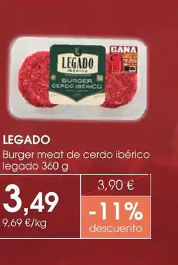 Supermercados Plaza LEGADO Burger meat de cerdo ibérico legado oferta