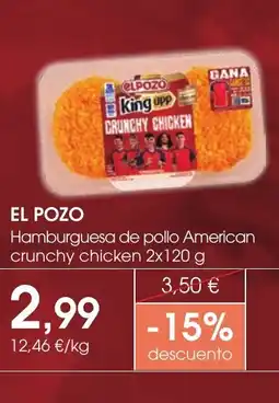 Supermercados Plaza EL POZO Hamburguesa de pollo American crunchy chicken oferta