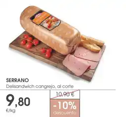 Supermercados Plaza SERRANO Delisandwich cangrejo, al corte oferta
