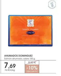 Supermercados Plaza AHUMADOS DOMINGUEZ Salmón ahumado, sobre oferta
