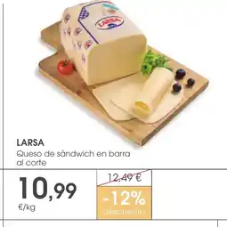Supermercados Plaza LARSA Queso de sándwich en barra oferta