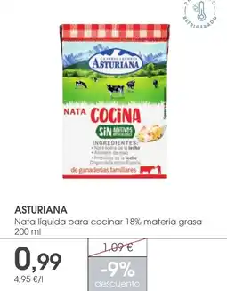 Supermercados Plaza ASTURIANA Nata líquida para cocinar 18% materia grasa oferta
