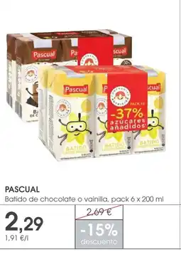 Supermercados Plaza PASCUAL Batido de chocolate o vainilla oferta