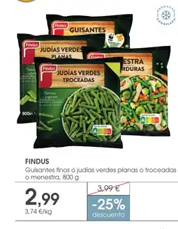 Supermercados Plaza FINDUS Guisantes finos o judías verdes planas o troceadas o menestra oferta