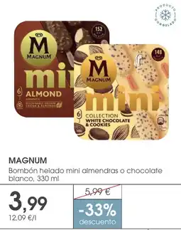 Supermercados Plaza MAGNUM Bombón helado mini almendras o chocolate blanco oferta