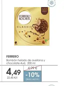 Supermercados Plaza FERRERO Bombón helado de avellana y chocolate 4ud oferta