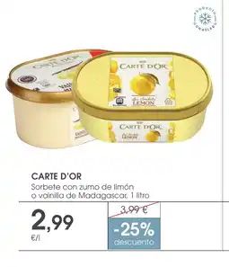Supermercados Plaza CARTE D'OR Sorbete con zumo de limón o vainilla de Madagascar oferta