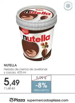 Supermercados Plaza NUTELLA Helado de crema de avellanas y cacao oferta