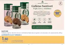 Supermercados Plaza SANTIVERI Galletas original, nibs de cacao o arándanos Triple Zero sin gluten, sin azúcares y sin edulcorantes oferta