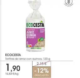 Supermercados Plaza ECOCESTA Tortitas de arroz con quinoa oferta