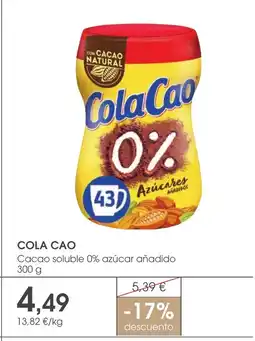 Supermercados Plaza COLA CAO Cacao soluble 0% azúcar añadid oferta
