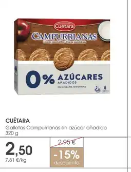 Supermercados Plaza CUÉTARA Galletas Campurrianas sin azúcar añadido oferta