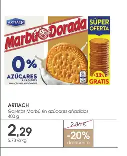 Supermercados Plaza ARTIACH Galletas Marbú sin azúcares añadidos oferta