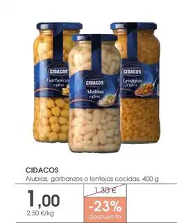 Supermercados Plaza CIDACOS Alubias, garbanzos o lentejas cocidas oferta