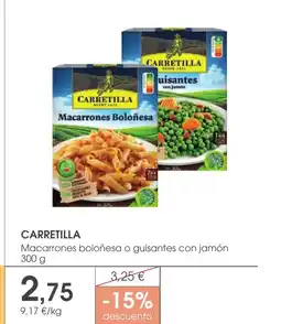 Supermercados Plaza CARRETILLA Macarrones boloñesa o guisantes con jamón oferta