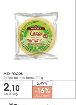 Supermercados Plaza MEXIFOODS Tortillas de maíz tacos oferta