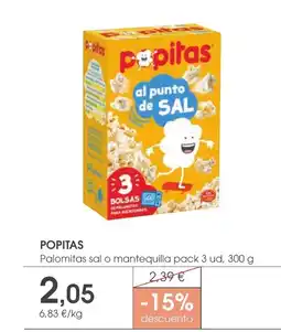 Supermercados Plaza POPITAS Palomitas sal o mantequilla pack 3 ud oferta