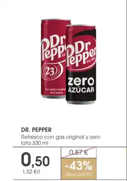 Supermercados Plaza DR. PEPPER Refresco con gas original y zero lata oferta