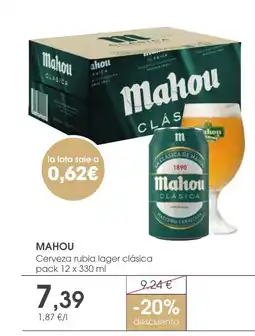 Supermercados Plaza MAHOU Cerveza rubia lager clásica oferta