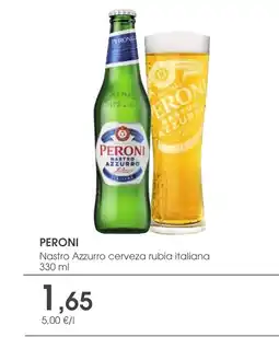 Supermercados Plaza PERONI Nastro Azzurro cerveza rubia italiana oferta