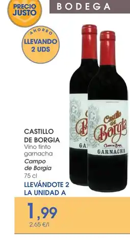 Supermercados Plaza CASTILLO DE BORGIA Vino tinto garnacha oferta