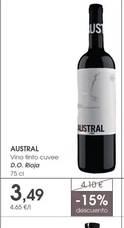 Supermercados Plaza AUSTRAL Vino tinto cuvee D.O. Rioja oferta