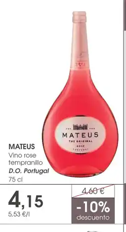 Supermercados Plaza MATEUS Vino rose tempranillo D.O. Portugal oferta