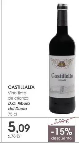Supermercados Plaza CASTILLALTA Vino tinto de crianza D.O. Ribera del Duero oferta