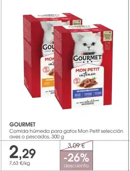 Supermercados Plaza GOURMET Comida húmeda para gatos Mon Petit selección aves o pescados oferta