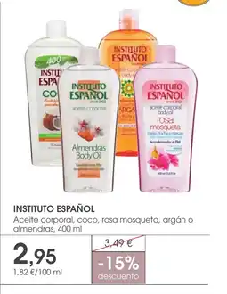 Supermercados Plaza INSTITUTO ESPAÑOL Aceite corporal, coco, rosa mosqueta, argán o almendras oferta
