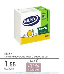Supermercados Plaza NICKY Servilleta decorada limón 2 capas, 65 ud oferta