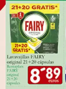 Supermercados Bip Bip FAIRY lavavajillas original 21+20 cápsulas oferta