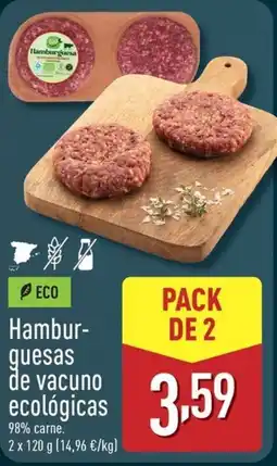 ALDI Hamburguesa guesas de vacuno ecológicas oferta