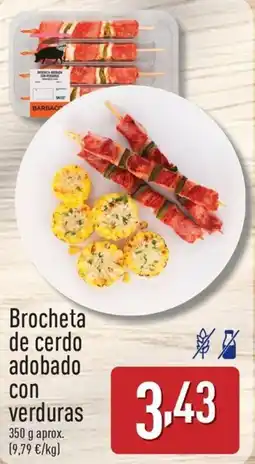 ALDI Brocheta de cerdo adobado con verduras oferta