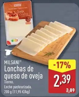 ALDI MILSANI Lonchas de queso de oveja oferta